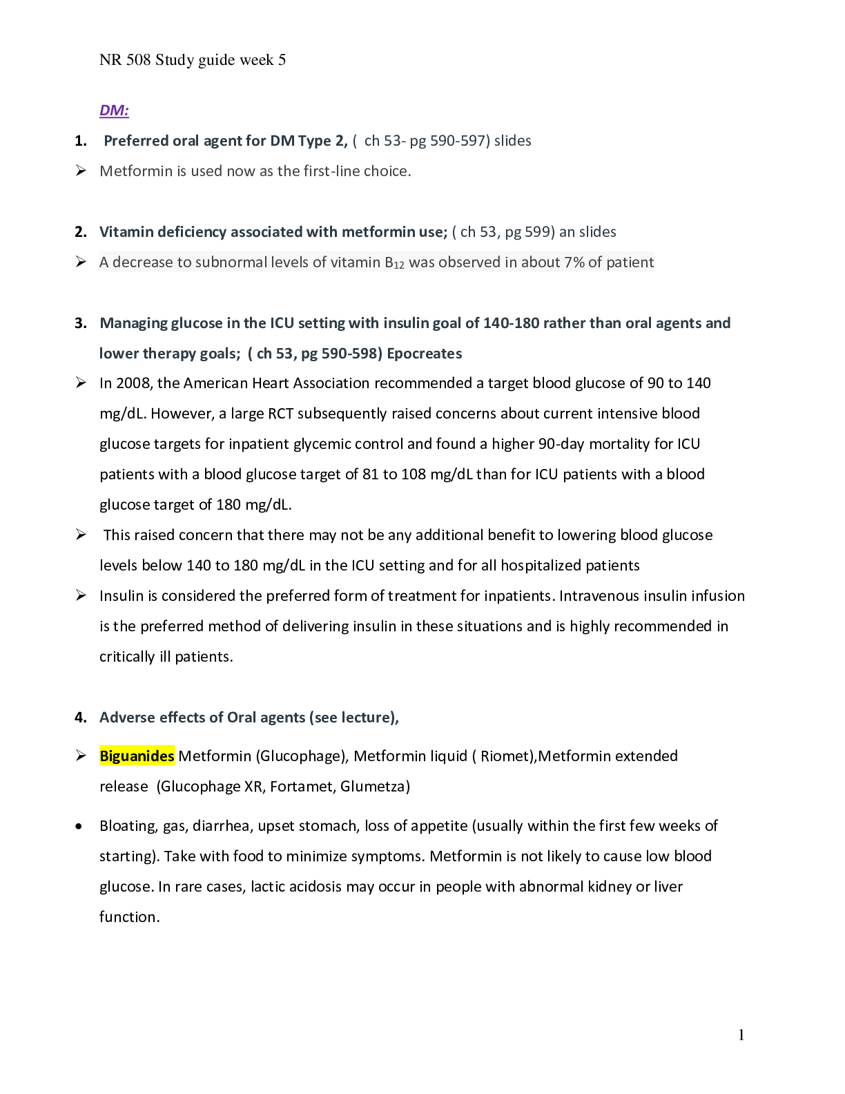 Preview image for NR 508 Wk 5 2022 Study Guide Correct